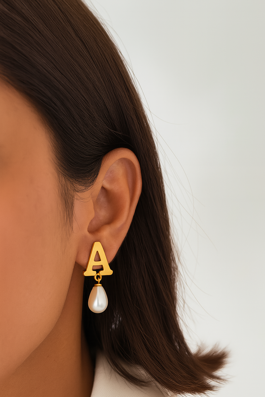 Custom Gold Earrings with Pearl Drop – Minimalist Elegance